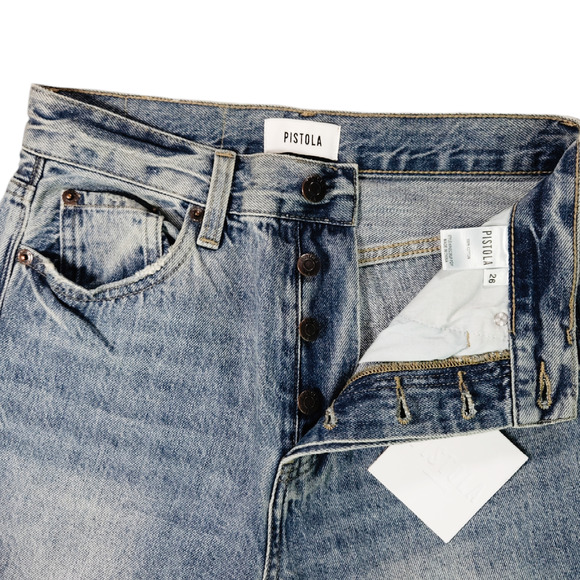 NWT Pistola Cassie Super Hi Rise Button Fly Straight Jeans Sz. 26x31 Play Day - Picture 5 of 13